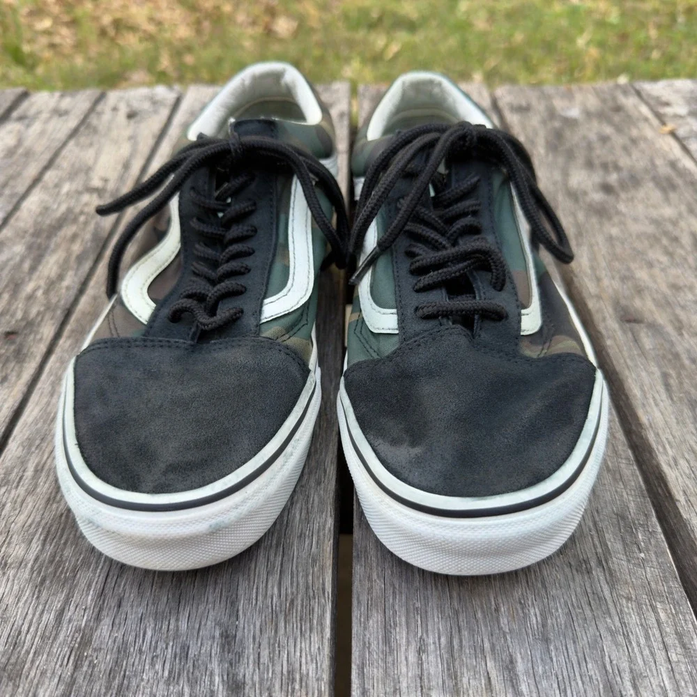Vans Old Skool Camo Green‎ Suede Low Top Sneakers Mens 7.5 Women 9 500714